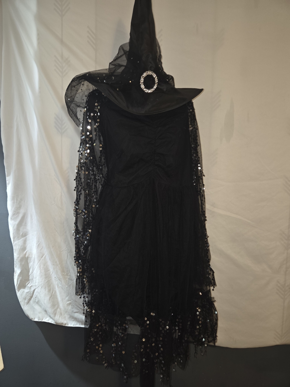 Black Sequin Mesh Witch Costume Dress